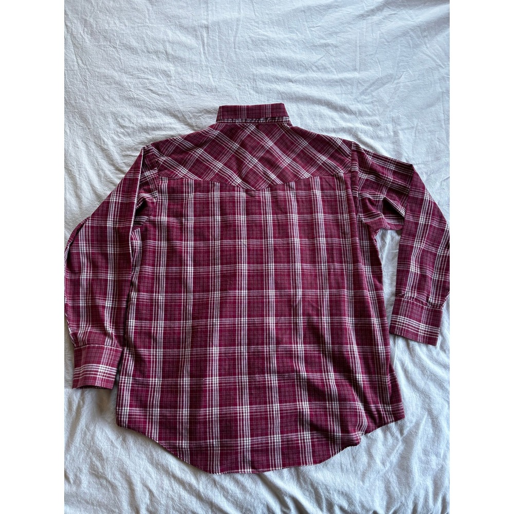 Plains Western Wear Mens XL Red Plaid Pearl Snap Long Sleeve Western Shirt - Picture 4 of 7